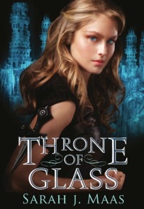 Cover of "Throne of Glass," featuring a blond girl with a knife strapped to her upper arm