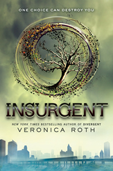 Cover of "Insurgent," featuring a tree inside a circle made of its own leaves with a city in the background